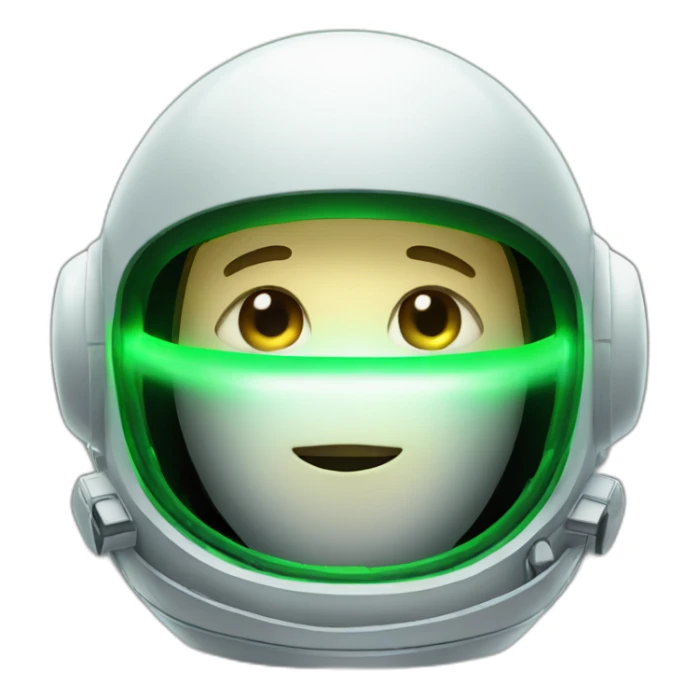 astronaut with helmet and no face with two green lights like eyes sticker
