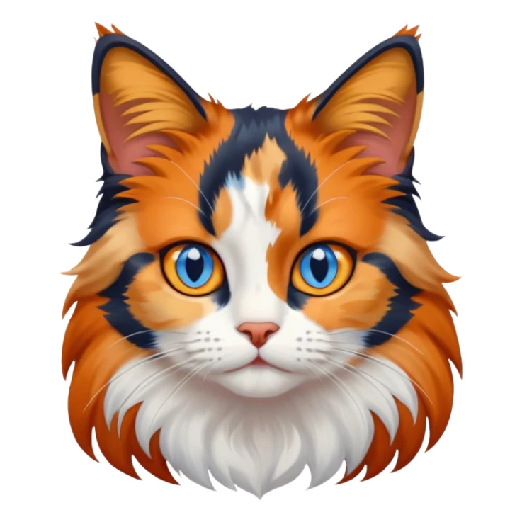 longhair calico cat with blue eyes sticker