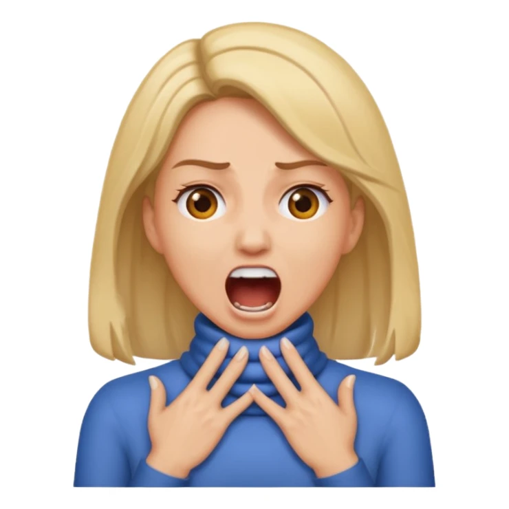 woman screaming with hands on neck croased sticker