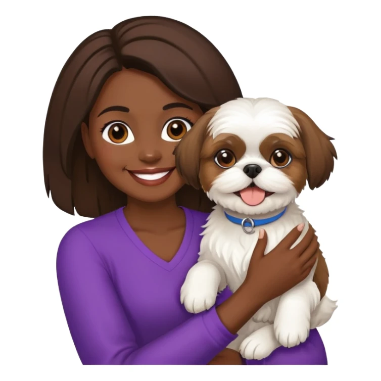 dark-skinned woman holding a Shih Tzu dog sticker
