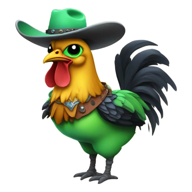 alien riding a chicken with a cowboy hat sticker