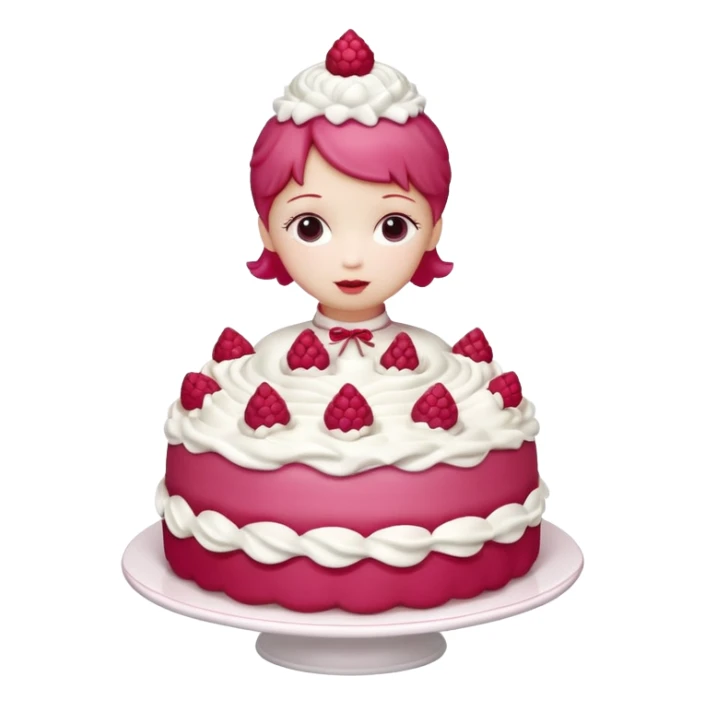 Isolated detaile illustration incredibly adorable modern raspberry torte doll figurine sticker