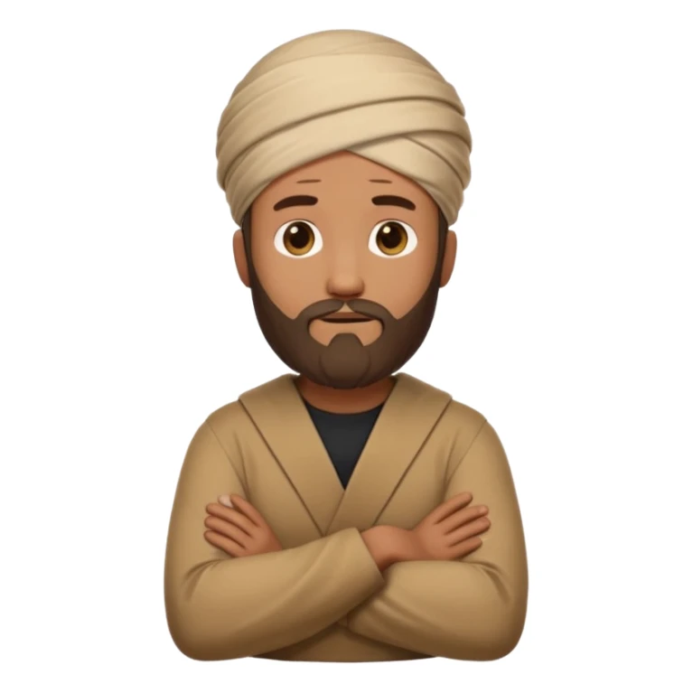 fullbody Pharisee, arms crossed, looking up thoughtfully, head covering, emoji style sticker