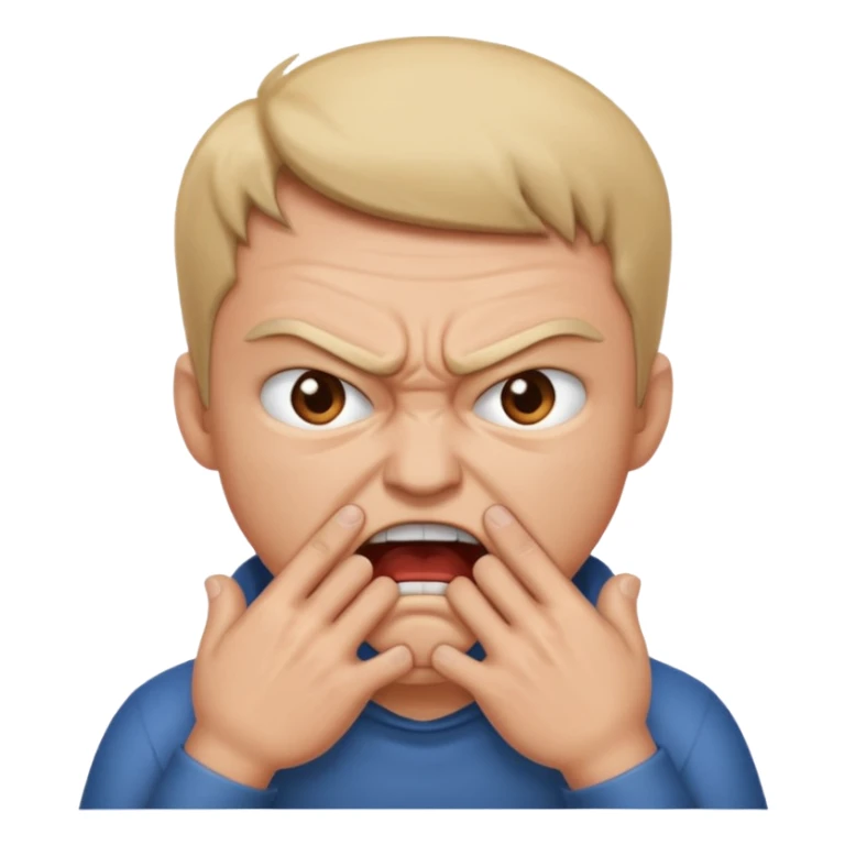 Grabbing throat with hands and looking angry  sticker