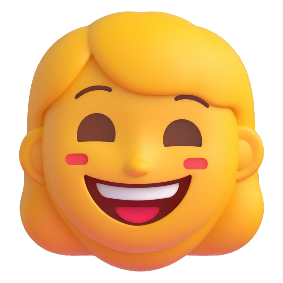 3D emoji of a smiling lady with neutral background sticker