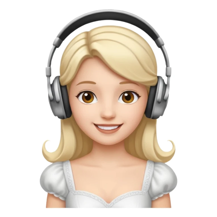 princess with headphones white dress sticker