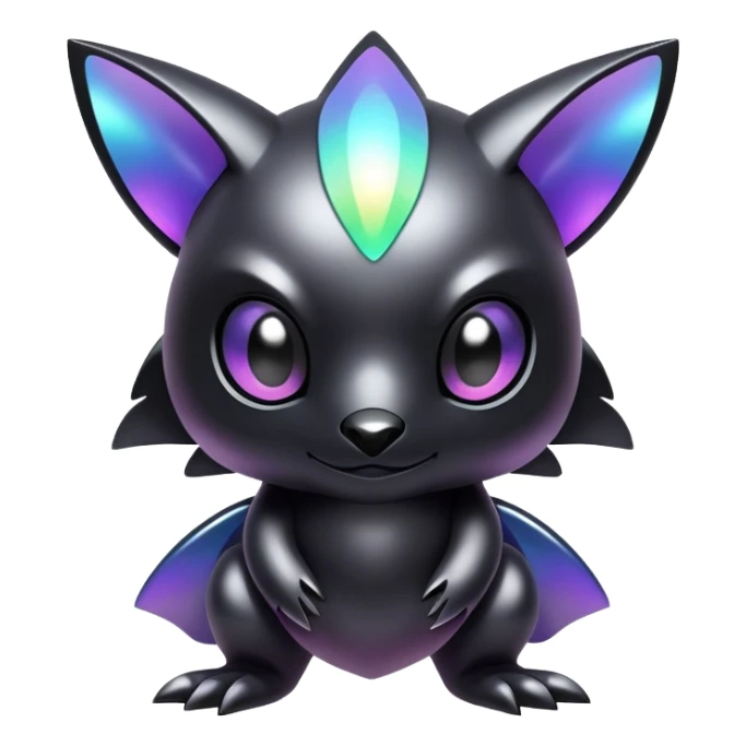 Modern futuristic Iridescent black dark fakemon-creature sticker