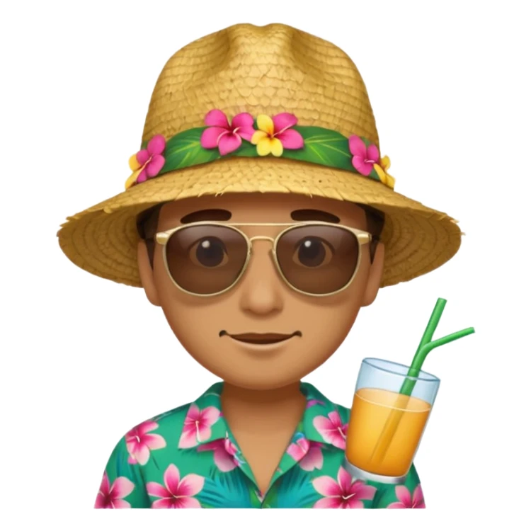 golden with sunglasses and straw hat, hawaii shirt sticker