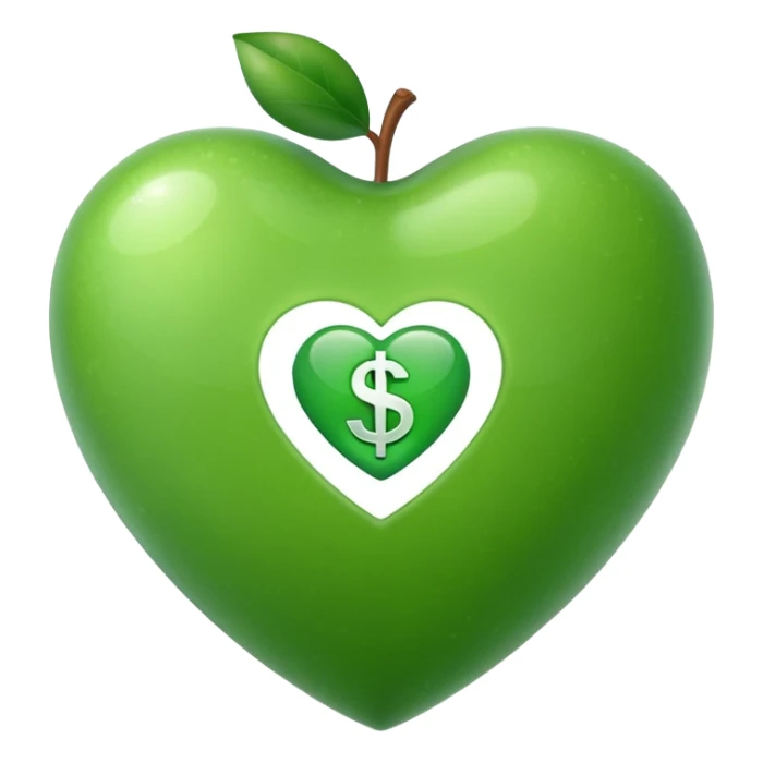 apple emoji heart, with dollar sign sticker