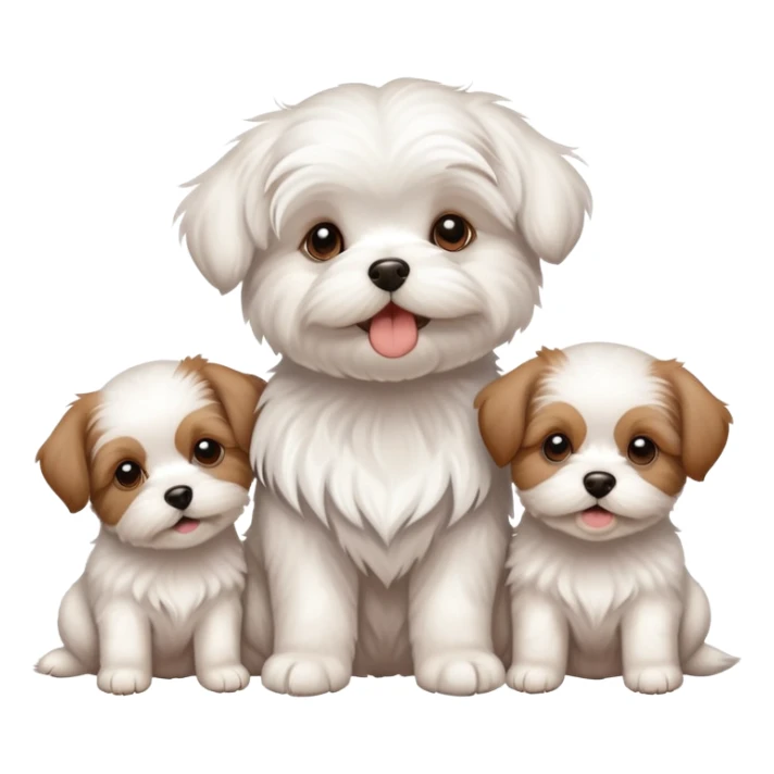  Maltese dog with four brown puppies sticker