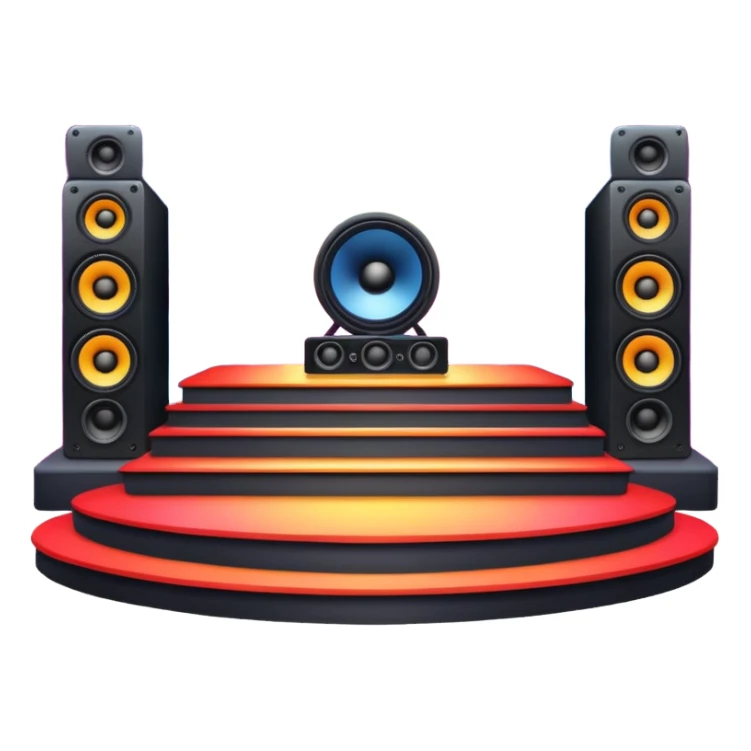 concert stage with colorful lights and speakers sticker