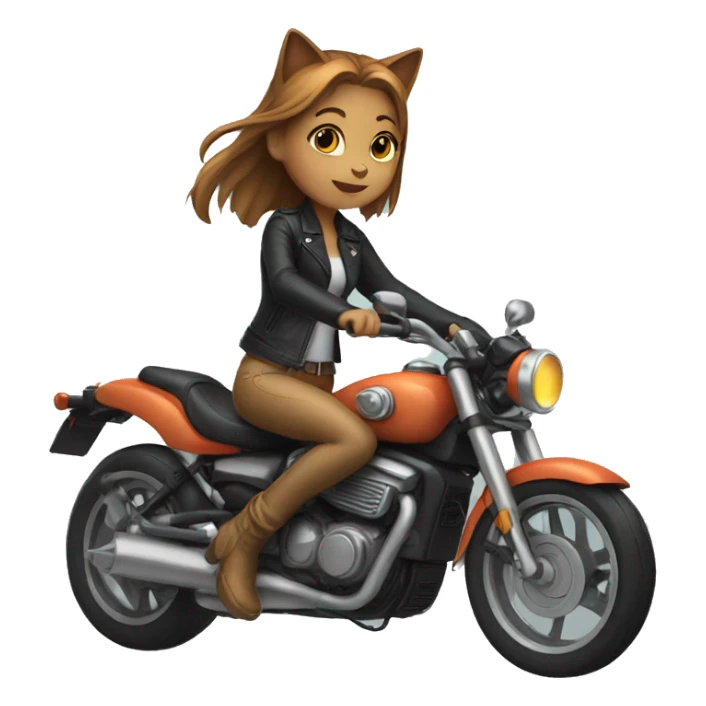 Girl Cat riding a motorcycle  sticker
