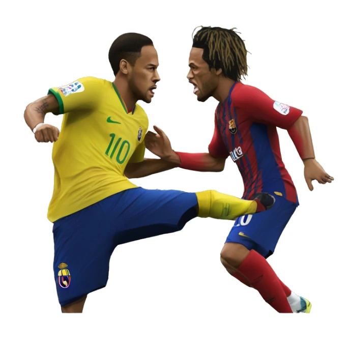 A realistic portrait of neymar fighting aganist ronaldinho sticker