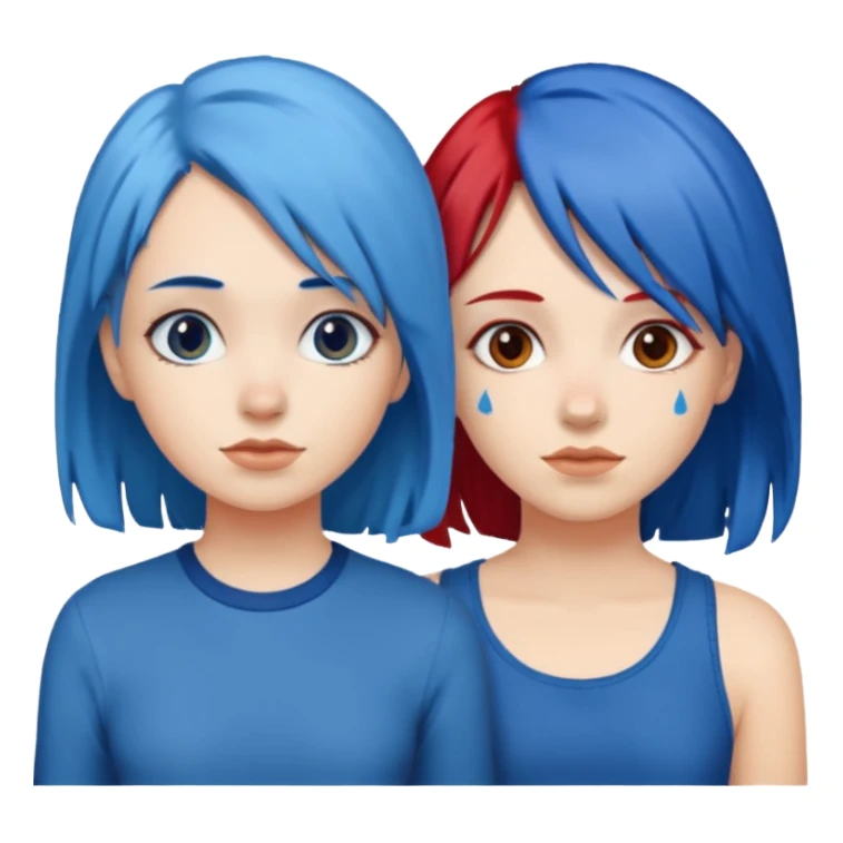 👭one having blue hair and one having red hair sticker