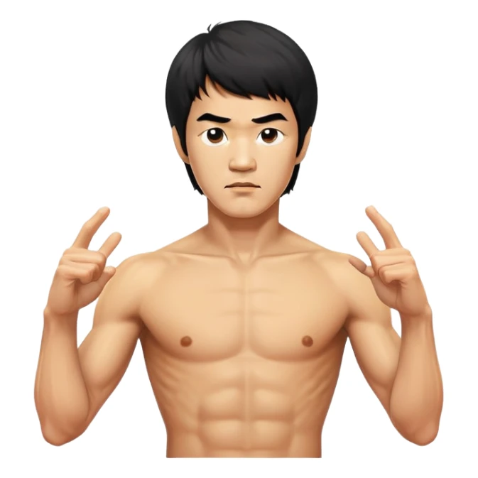 Bruce Lee martial arts legend with serious expression, chest up portrait sticker
