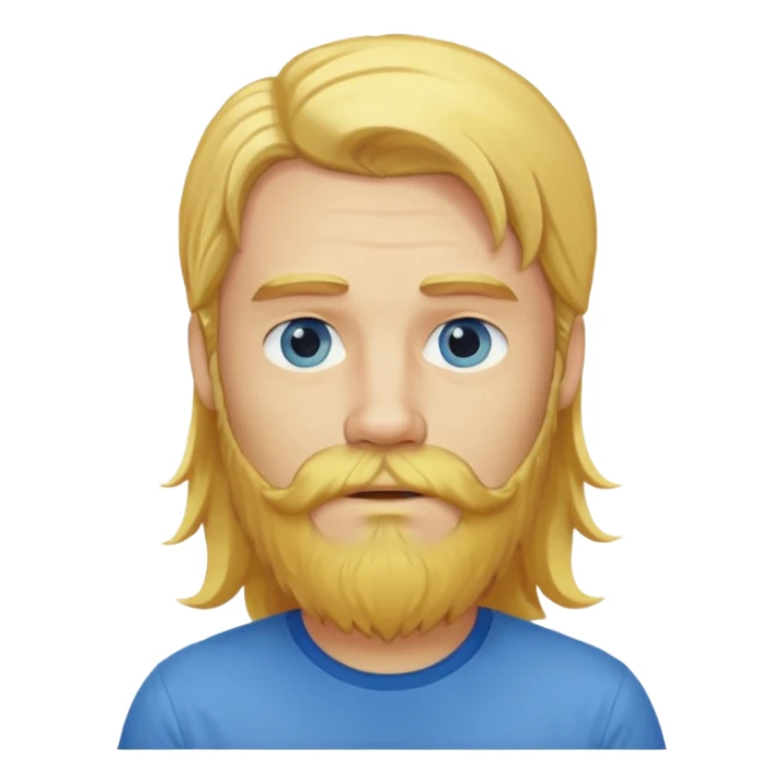 yellow long hair bearded man with shirt sticker
