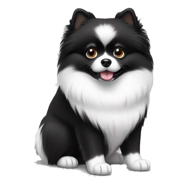 Image of black and white Pomeranian with white paws sticker