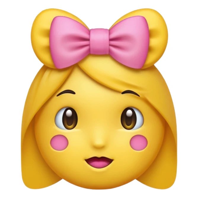 Yellow emoji shy with bow sticker