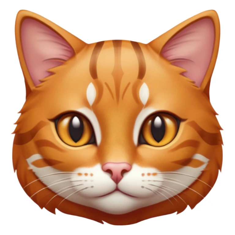 Cinematic Cute Ginger Tabby Cat Portrait Emoji, Head tilted playfully and inquisitively, sleek orange-brown fur with bold tabby stripes and a distinctive M-shaped marking on the forehead, sparkling amber eyes, Simplified yet irresistibly adorable features, highly detailed, glowing with a warm, friendly glow, high shine, affectionate and curious, stylized with a touch of whimsy, bright and endearing, soft glowing outline, capturing the essence of a mischievous yet loving kitten, so playful it feels like it could pounce out of the screen and into your arms! sticker