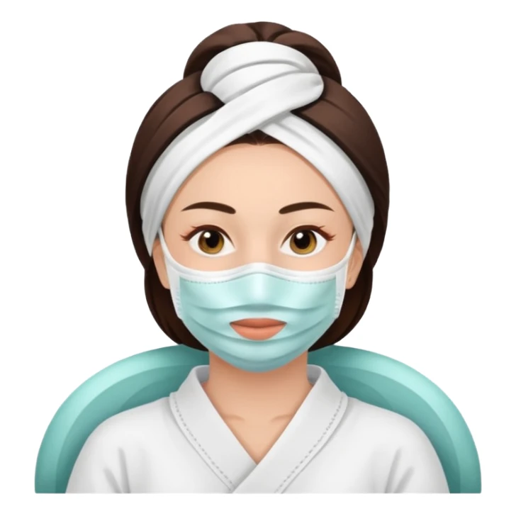 Lady with face mask spa beauty full face relaxing sticker