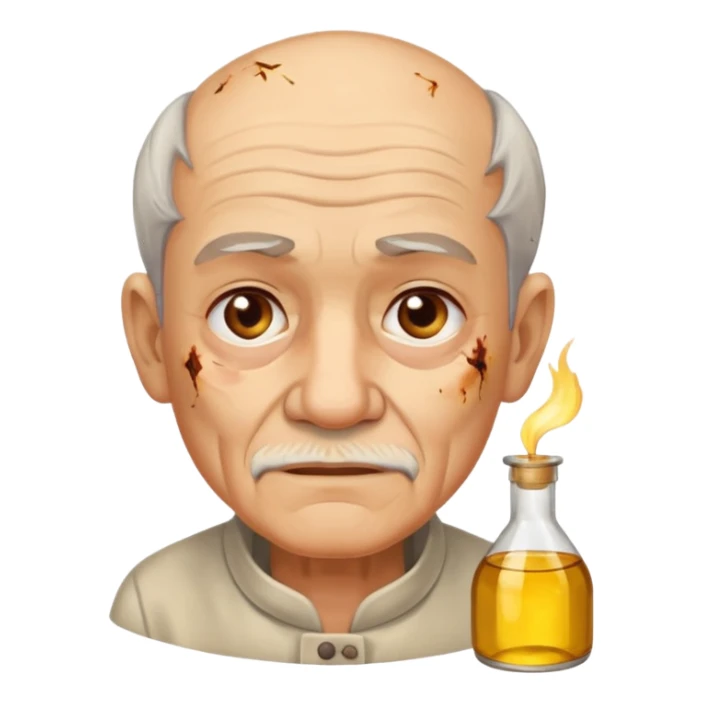 AN OLD MAN FULL OF BURNED MARKS BECAUSE OF COOKING OIL sticker