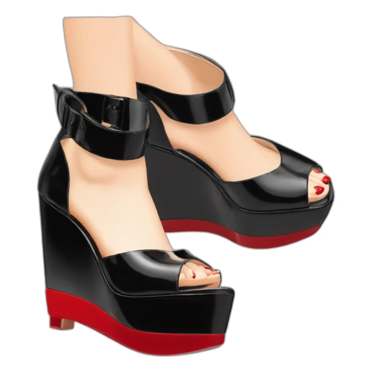 WEDGE heel LOUBOUTIN black leather PATENT sticker