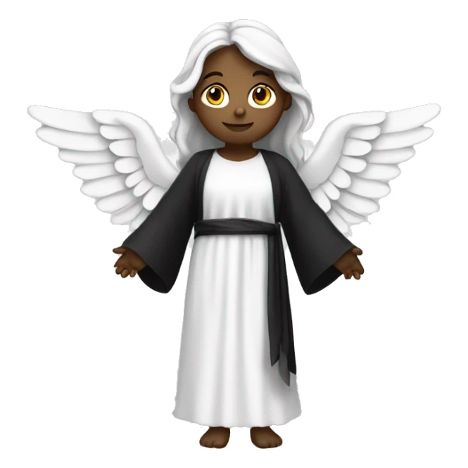 White angel girl in black robe sticker