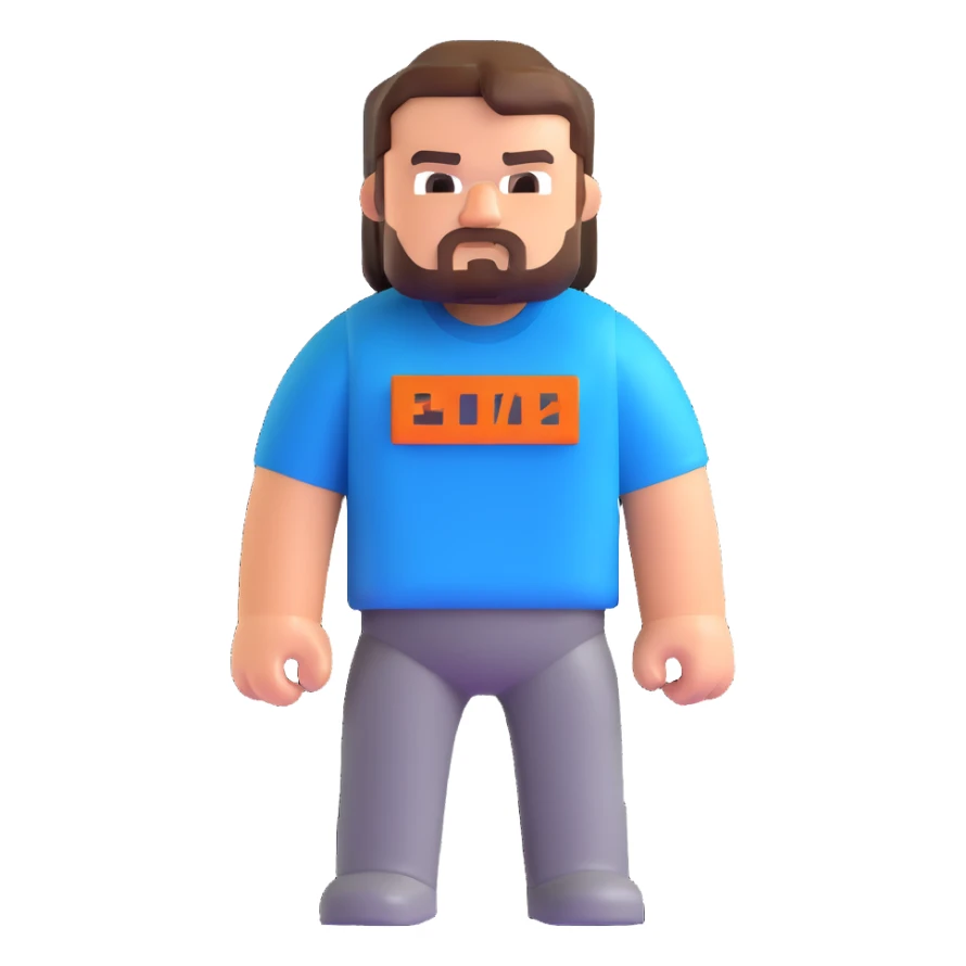Minecraft character of Jack Black wearing a blue t-shirt sticker