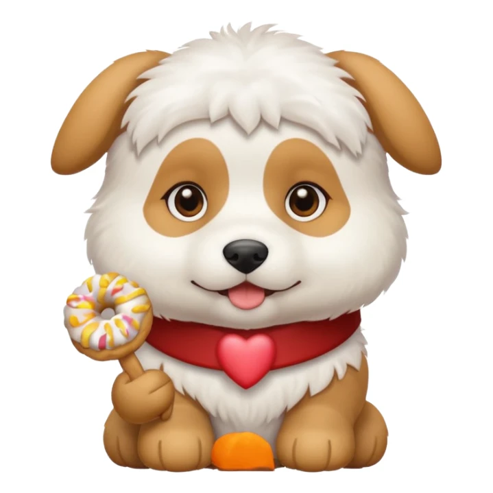 White, cute Puppy eating a treat sticker