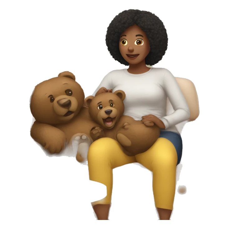Bears around a woman on the couch  sticker