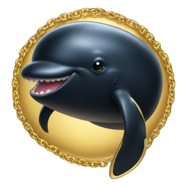 Black whale wearing gold necklace sticker
