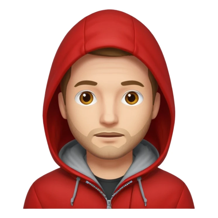 Man in red coat, hood up sticker