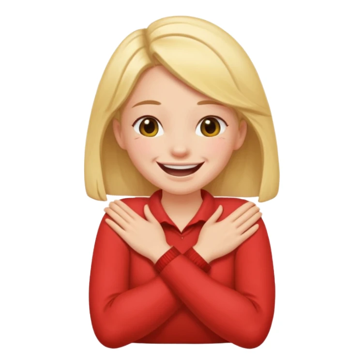 girl with her arms crossed holding her neck laughing  sticker