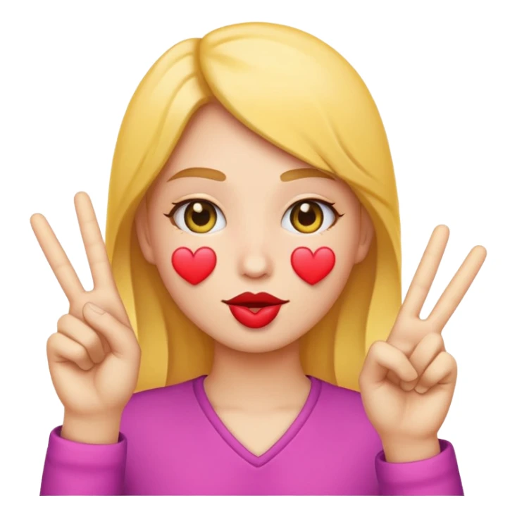 Emoji kissy face holding up a peace sign sticker