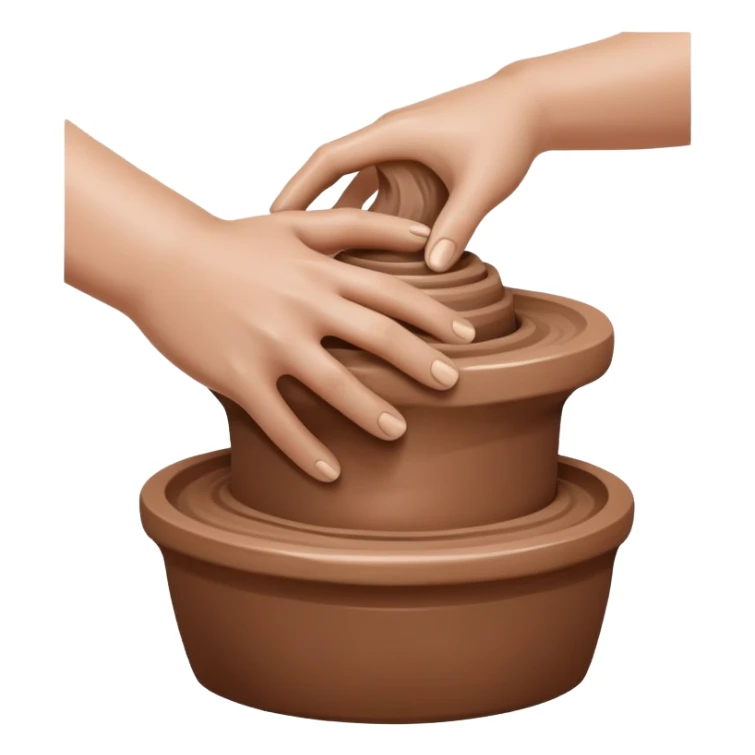 hand doing palm hug on mound of clay on silver pottery wheel sticker