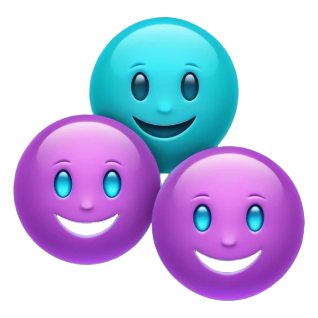 emoji icon of three glowing orbs connected by light beams forming unity, neon purple and cyan lights, dark futuristic background, 1:1

 sticker
