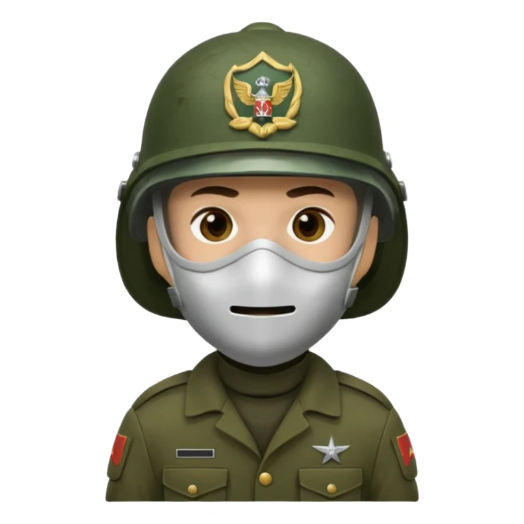 soldier with helmet and wearing mask in dark green sticker