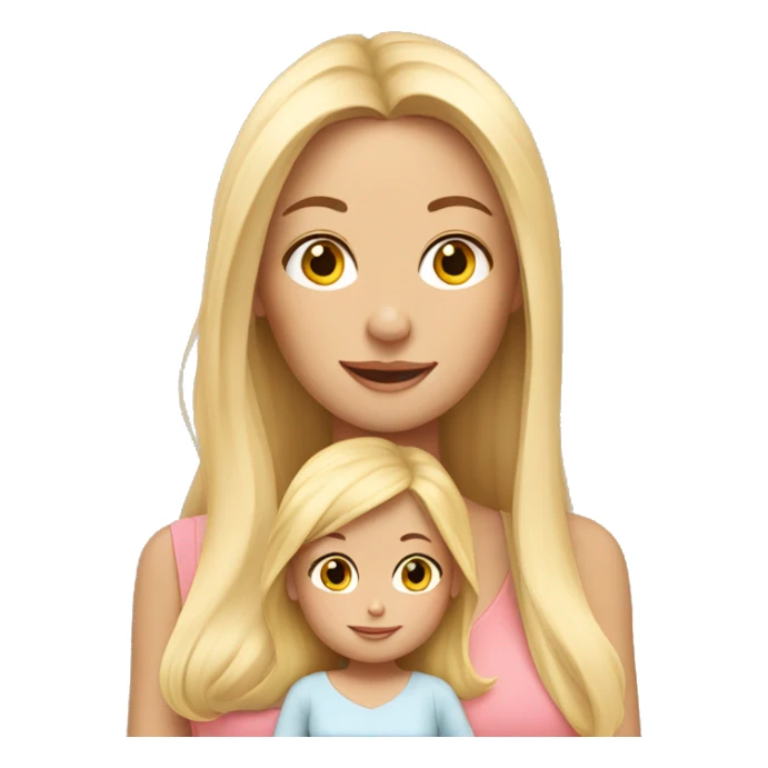 long hair blonde mother with 2 female babies sticker