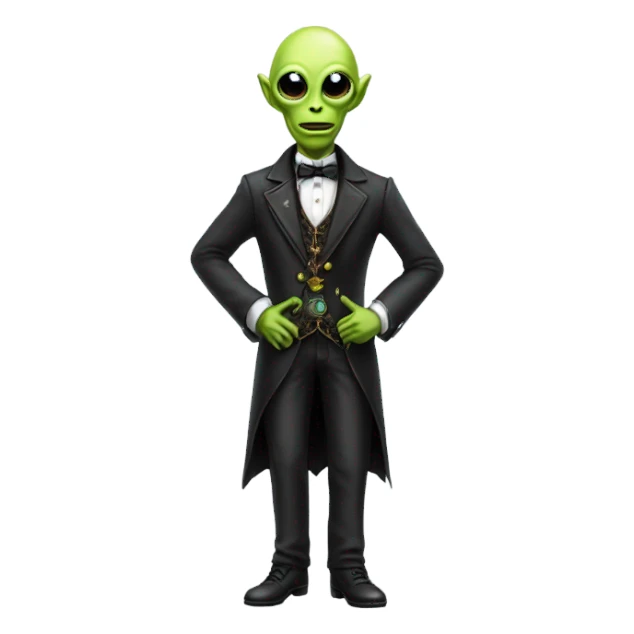 alien galora in Victorian dress elegant, full body, holding usb key sticker