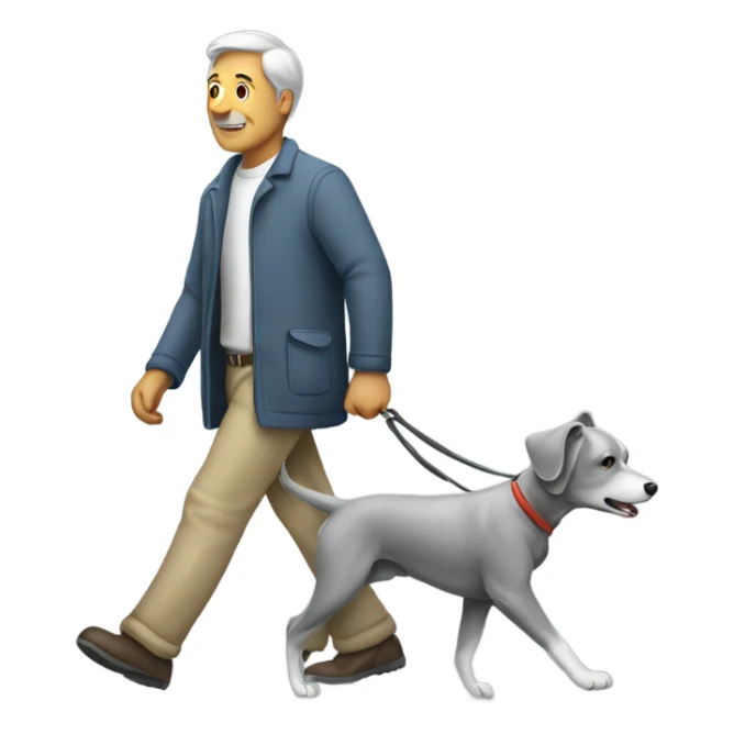 Man walking a grey dog sticker