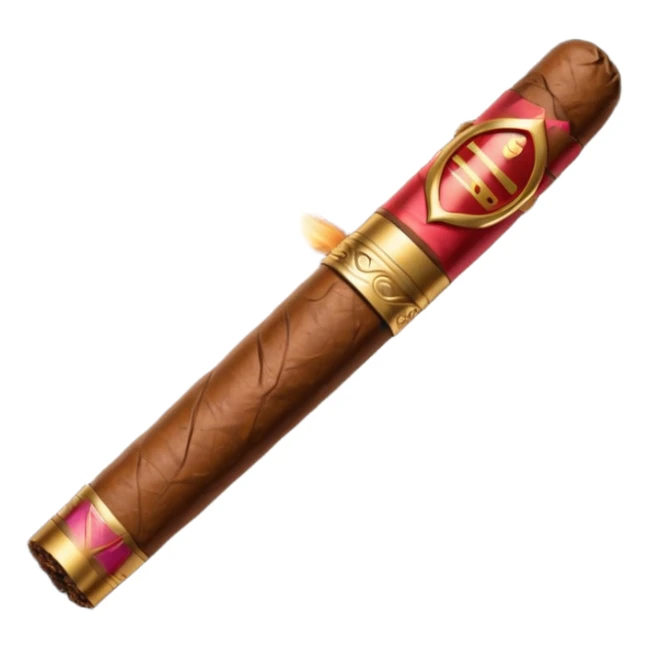 Emoji-style cigar icon, dark brown wrapper, subtle smoke, minimalistic, clean silhouette, metal details, no gold details sticker