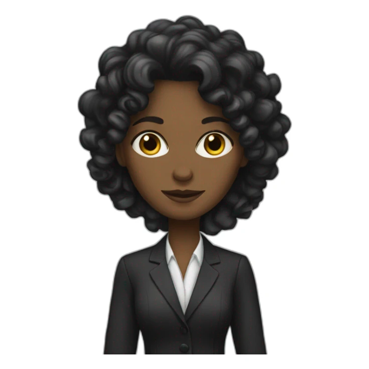 white woman lawyer with curly black long hair sticker