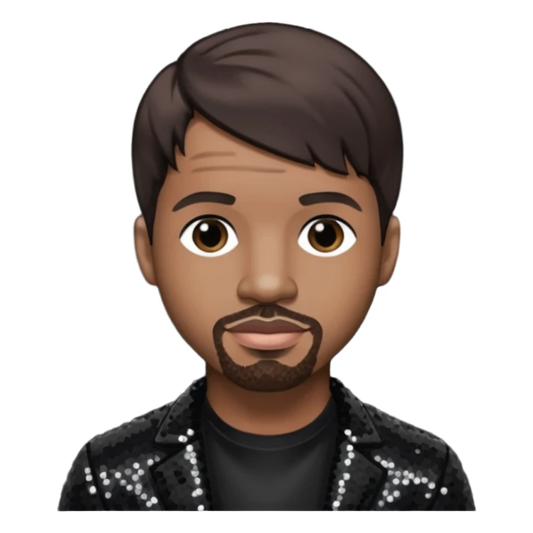  Stevie J, Record Producer with dark brown hair, black sequin outfit sticker