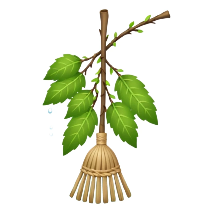 Birch Broom For Russian Bath Water Green Leaves  sticker