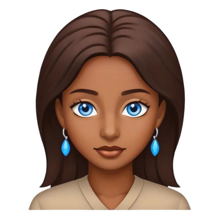 Make me a brown skinned woman with blue eye sticker