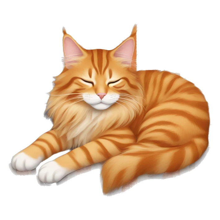 Orange Maine Coon sleep on striped rug sticker