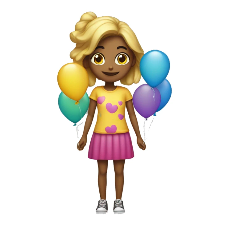 Chica con globos, pelo y piel clara sticker