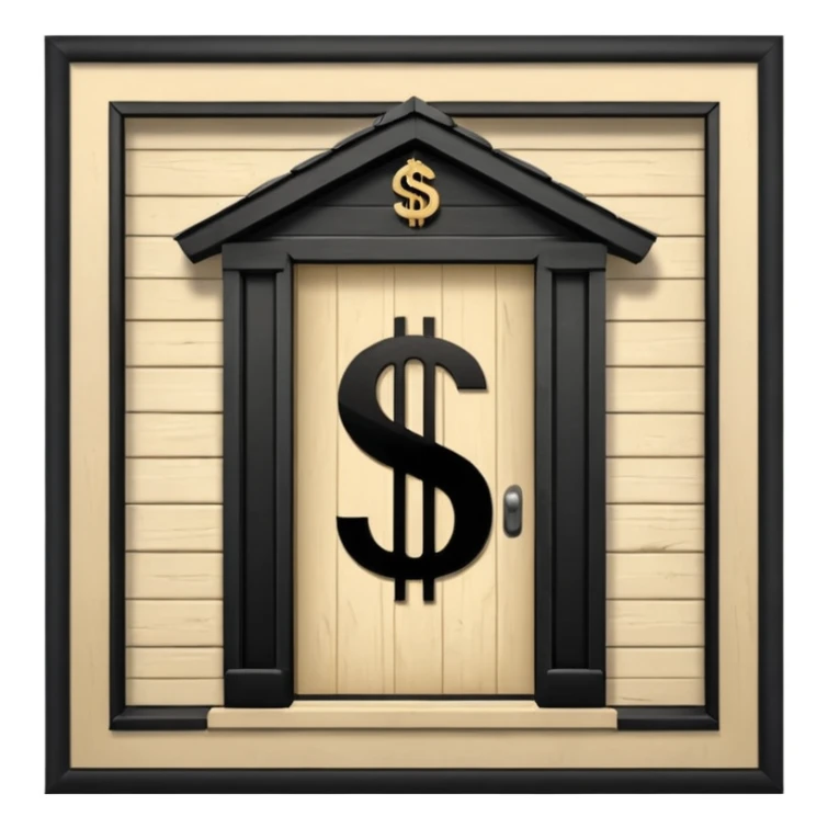 a normal house with a dollar sign in the middle sticker