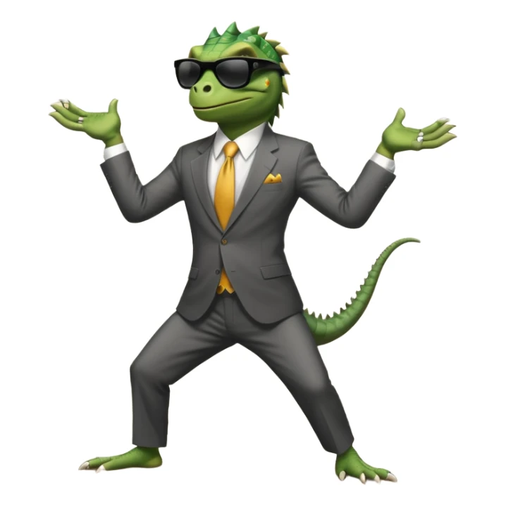 capitalist iguana banker godfather with black sunglasses breakdance no problem sticker