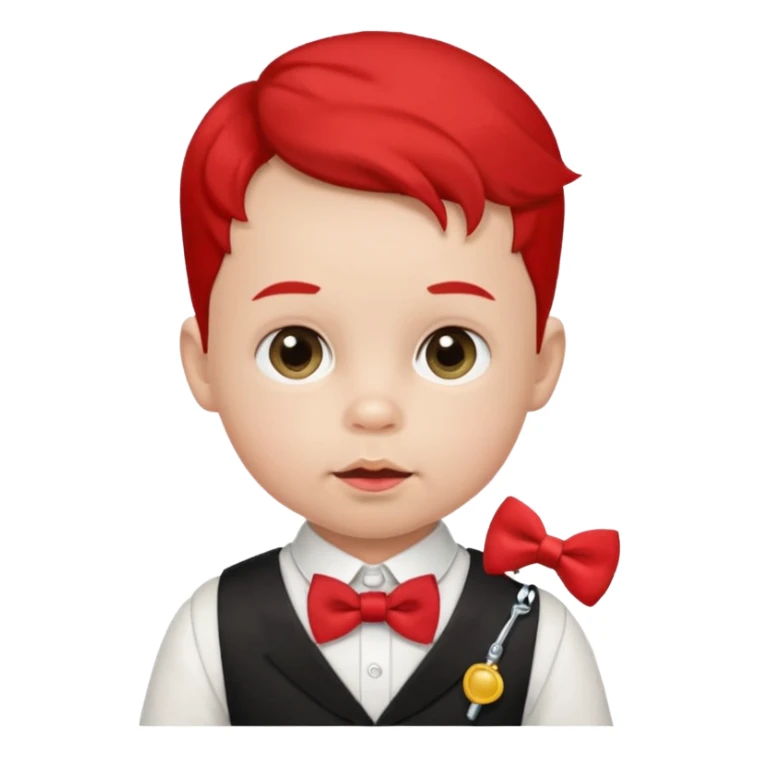 baby guy, with pacifier, wearing pastor custome, red bow tie sticker
